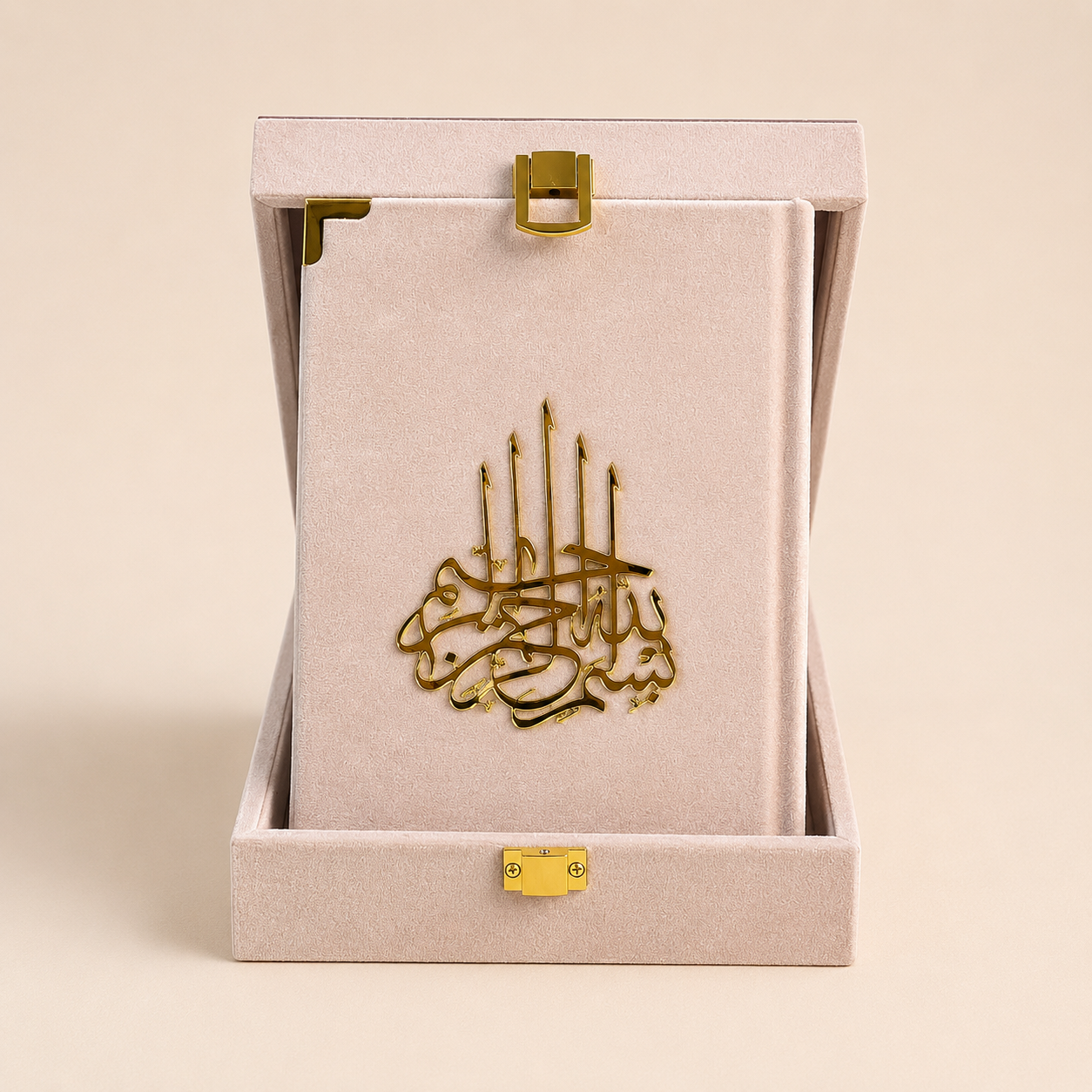 Luxury Misty Rose Velvet Quran Gift Set with Premium Presentation Box