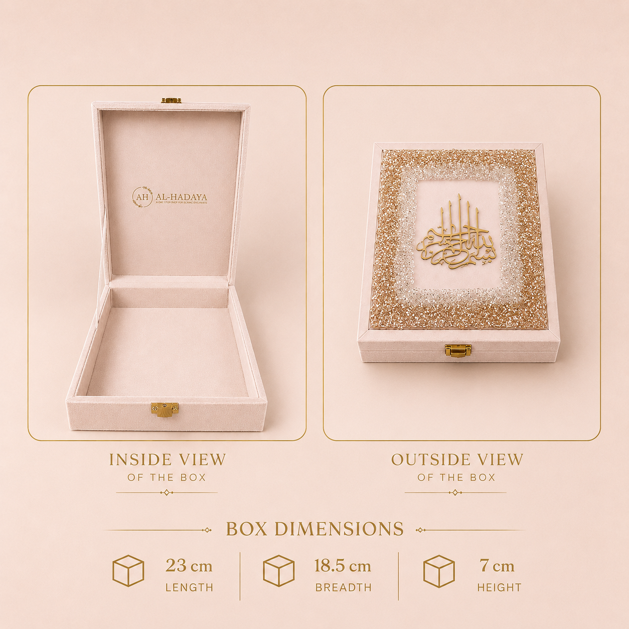 Luxury Misty Rose Velvet Quran Gift Set with Premium Presentation Box
