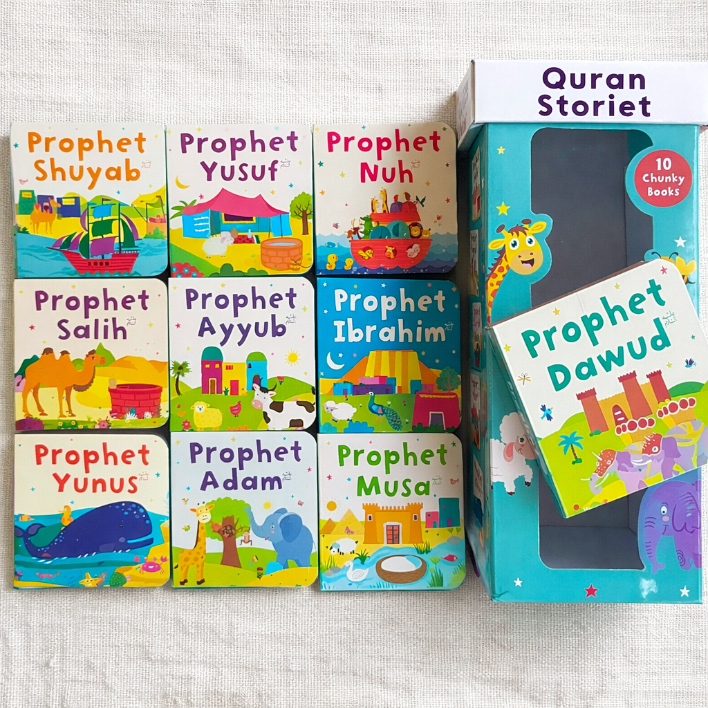 📚 Islamic Learning for Kids – Quran Stories Chunky Board Book Set (10 Books) Each book size: approx. 10 × 10 cm (around 4 × 4 inches)