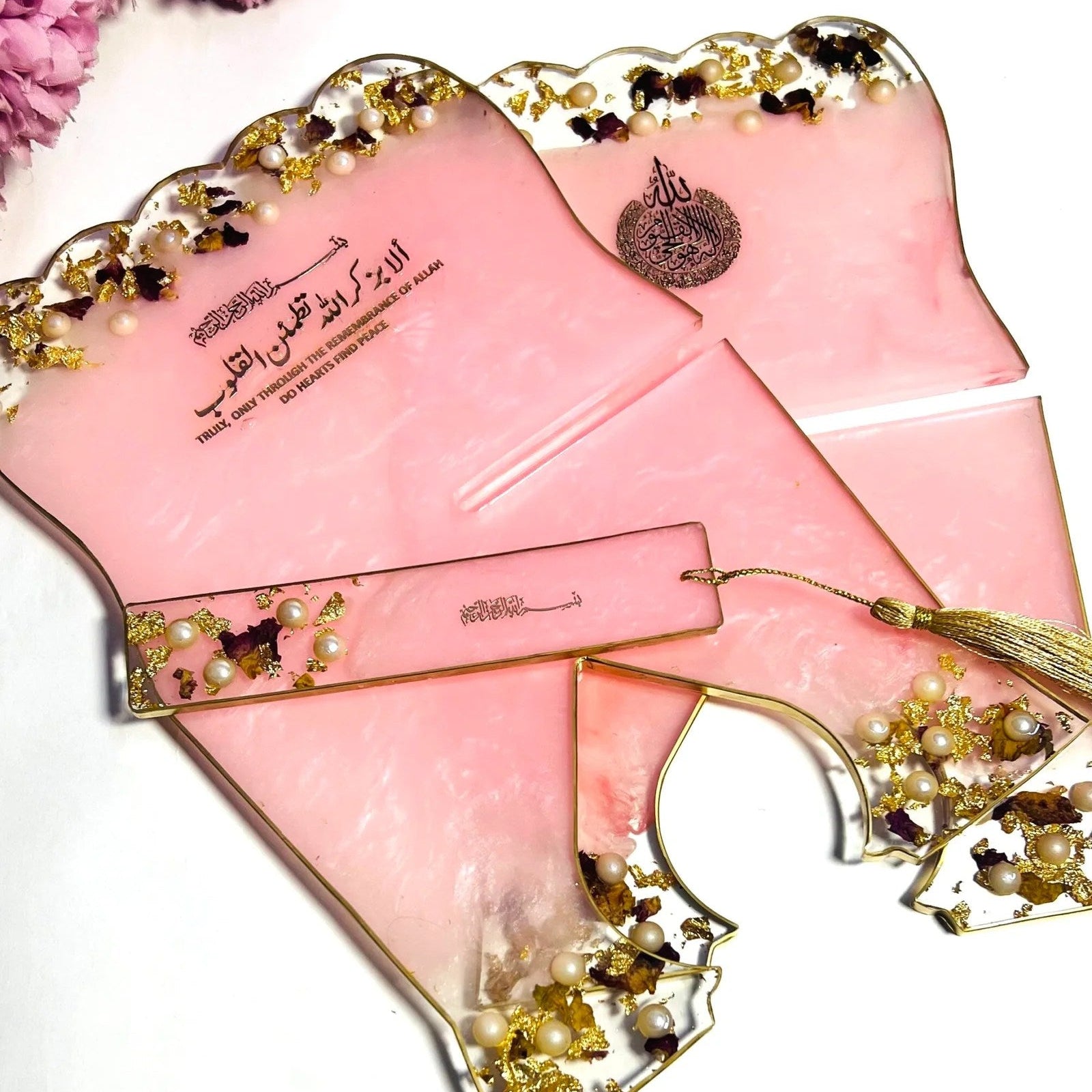 pastel pink resin quran holder or stand 