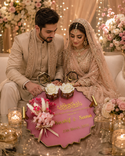 Personalized Islamic Engagement Ring Tray For Engagement Ceremony & Ring Presentation Decor