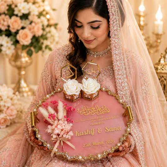 Personalized Islamic Engagement Ring Tray For Engagement Ceremony & Ring Presentation Decor