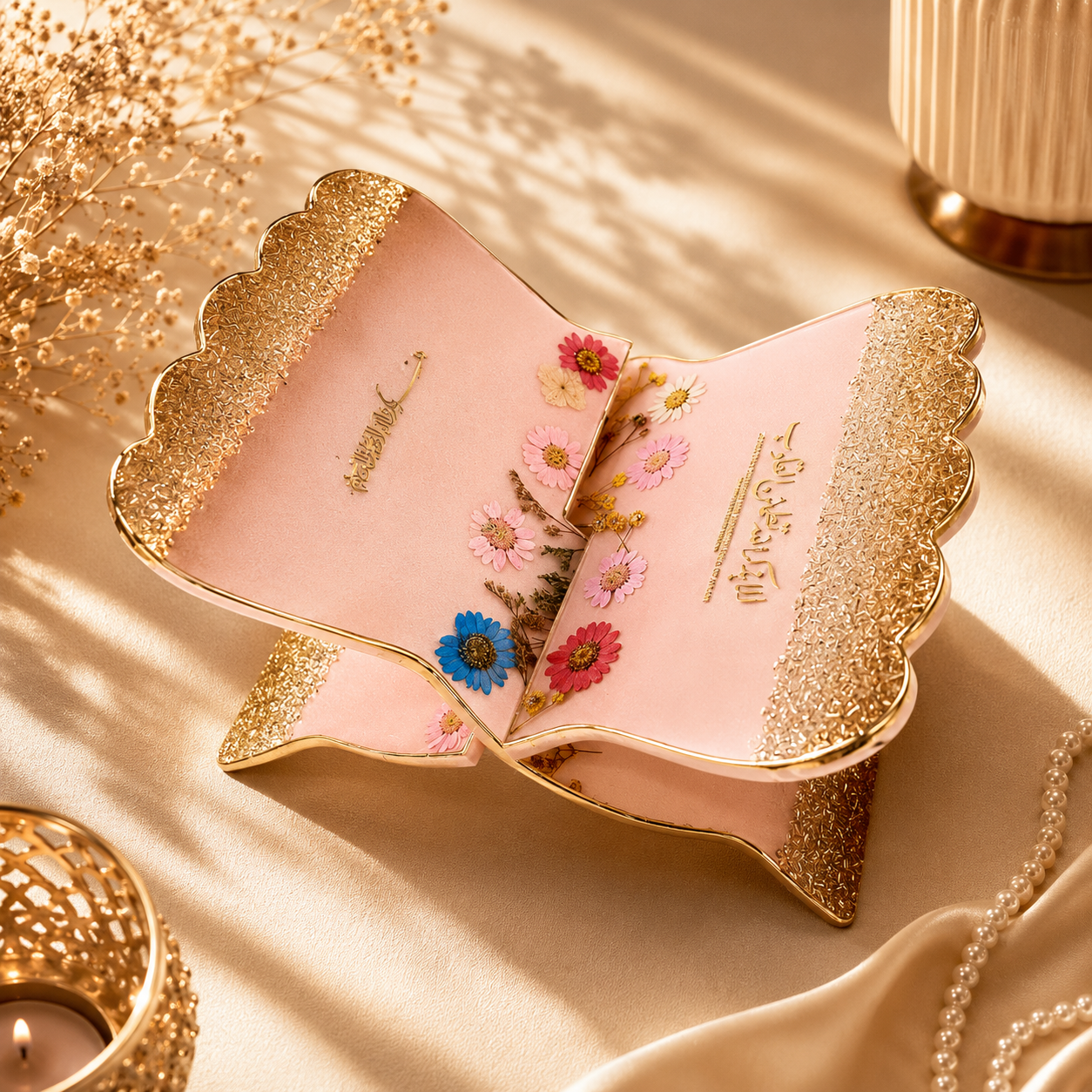 Pink Elegance  Barkat-e-Jariyah Resin Quran Hamper | Quran Gift Set