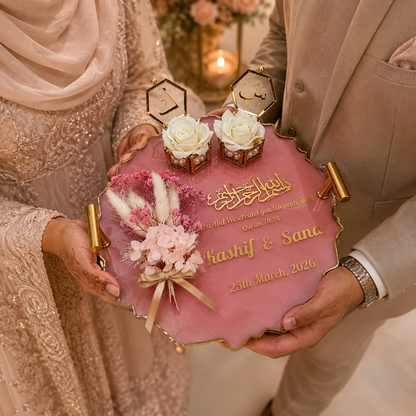 Personalized Islamic Engagement Ring Tray For Engagement Ceremony & Ring Presentation Decor