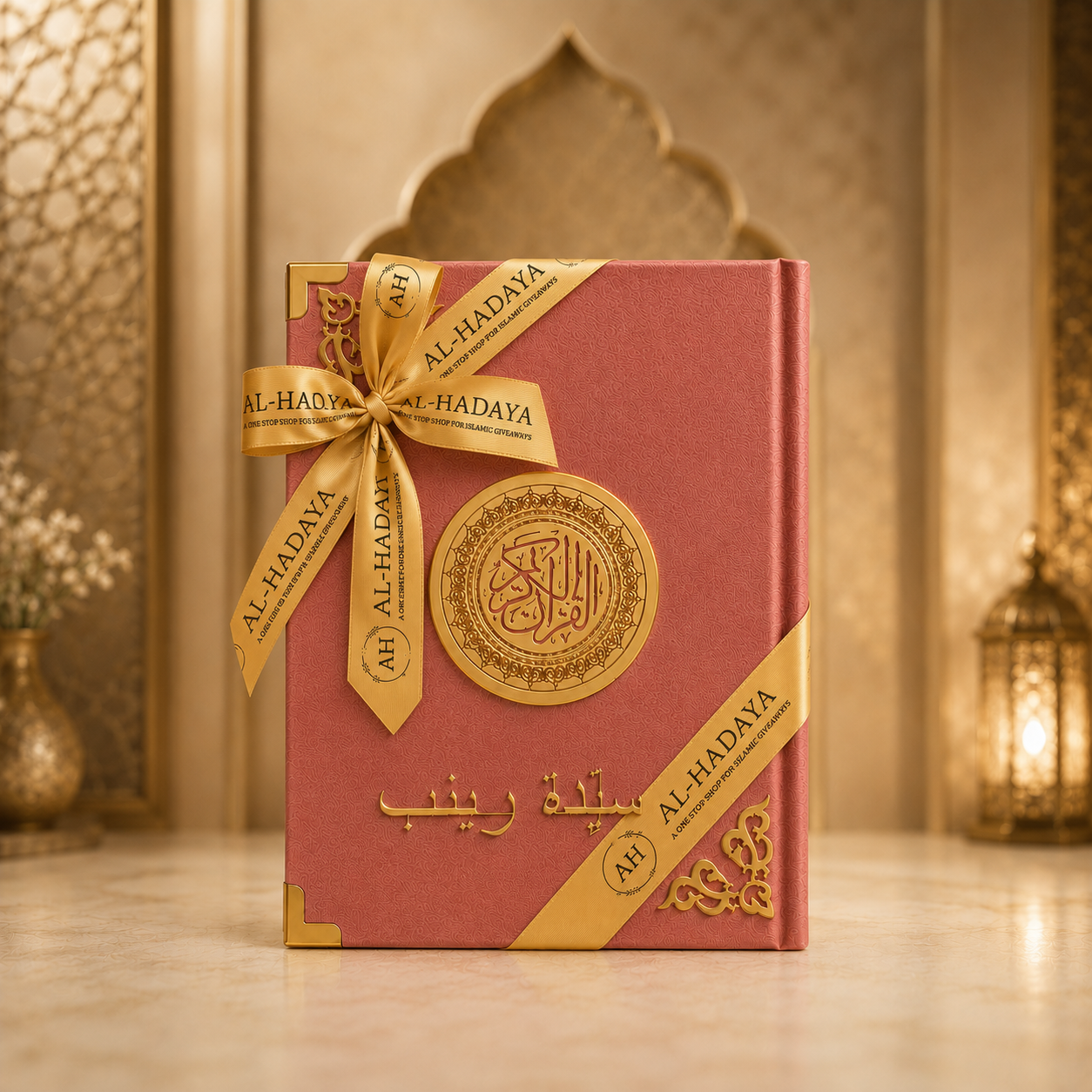 Pink Velvet Arabic Color-Coded Quran Glossy Pages