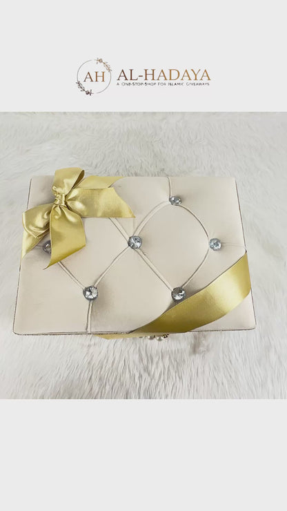 Crystal-Tufted Barkat-e-Jariyah Hampers  Quran Gift Set | Color-Pearl White