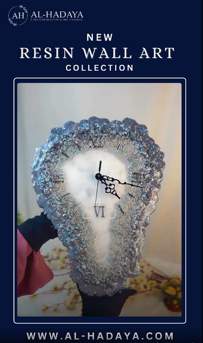 Luxury Resin Wall Clock – Silver Crystal Edition