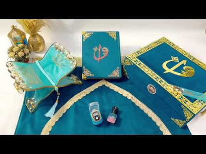Premium Quran Gift Set | Hubb Al-Iman Collection | Luxurious Islamic Prayer Essentials | Turquoise