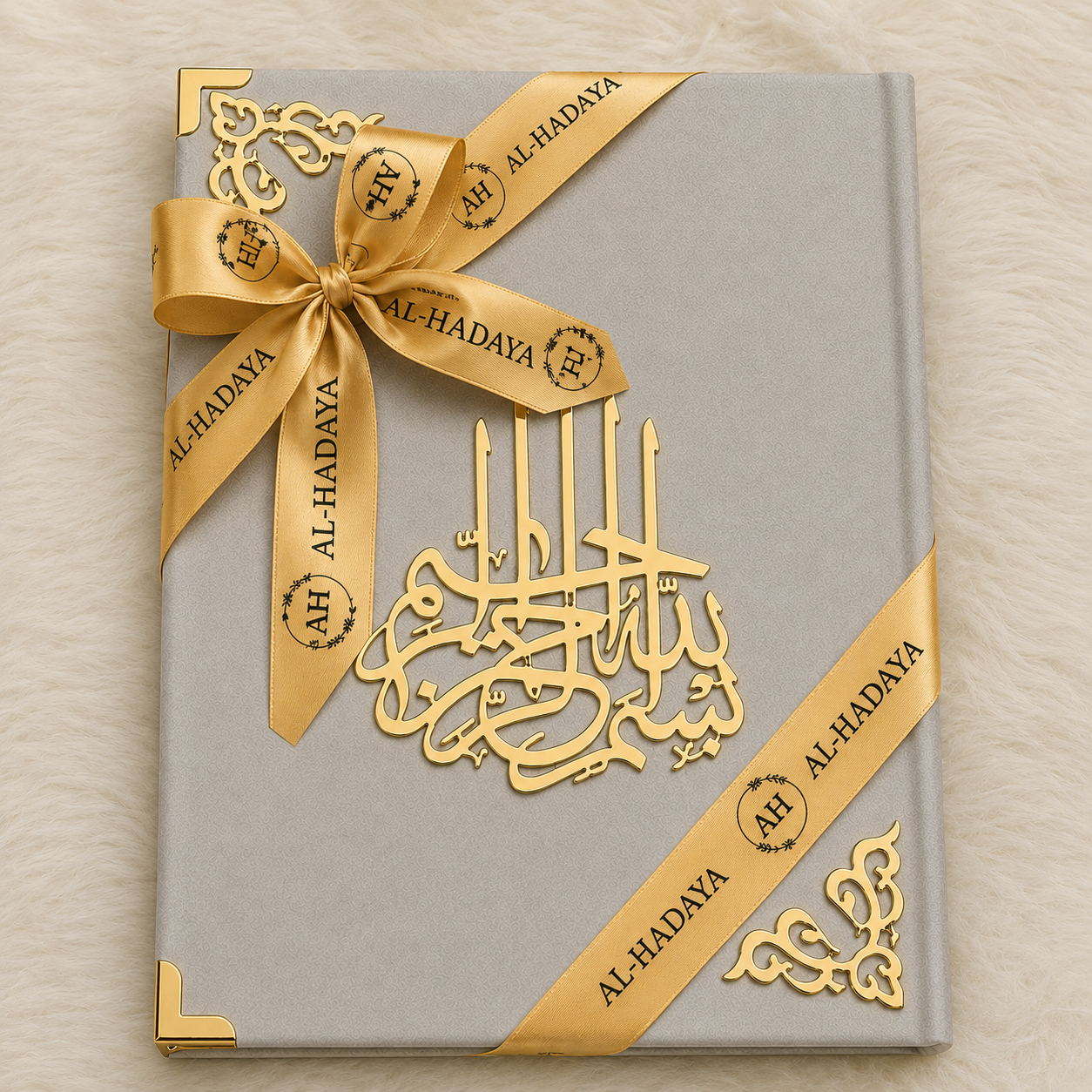 Crystal-Tufted Barkat-e-Jariyah Hampers  Quran Gift Set | Color-Pearl White