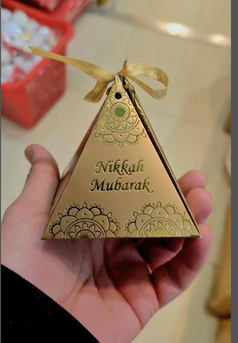 Wedding Gift Favor / Bid Boxes - Cardboard Paper Wedding Party Box - Engagement Anniversary Nikkah Mubarak Pyramid shape.