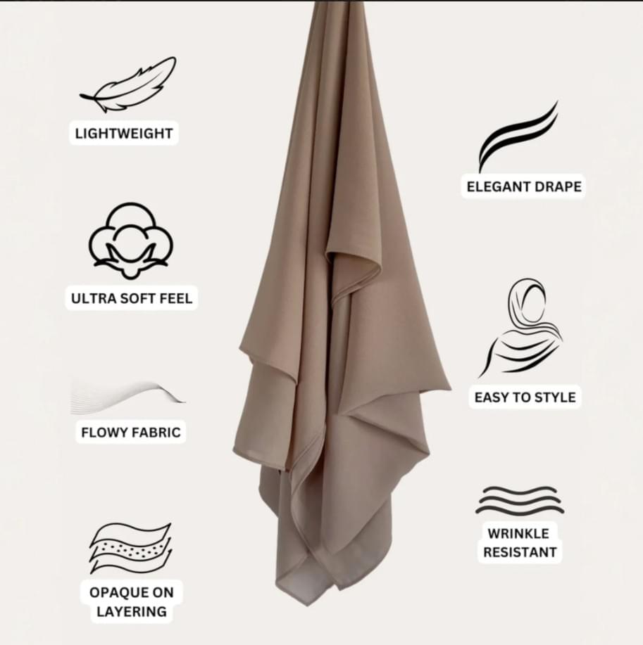 Beige Premium Chiffon Hijab.