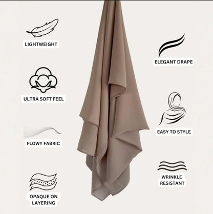 Beige Premium Chiffon Hijab.